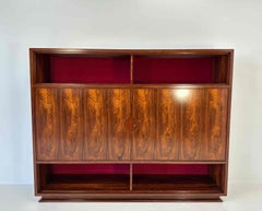 Armario Aparador Art Decó Italiano de Madera de Ziricote y Terciopelo attr. Borsani, años 50