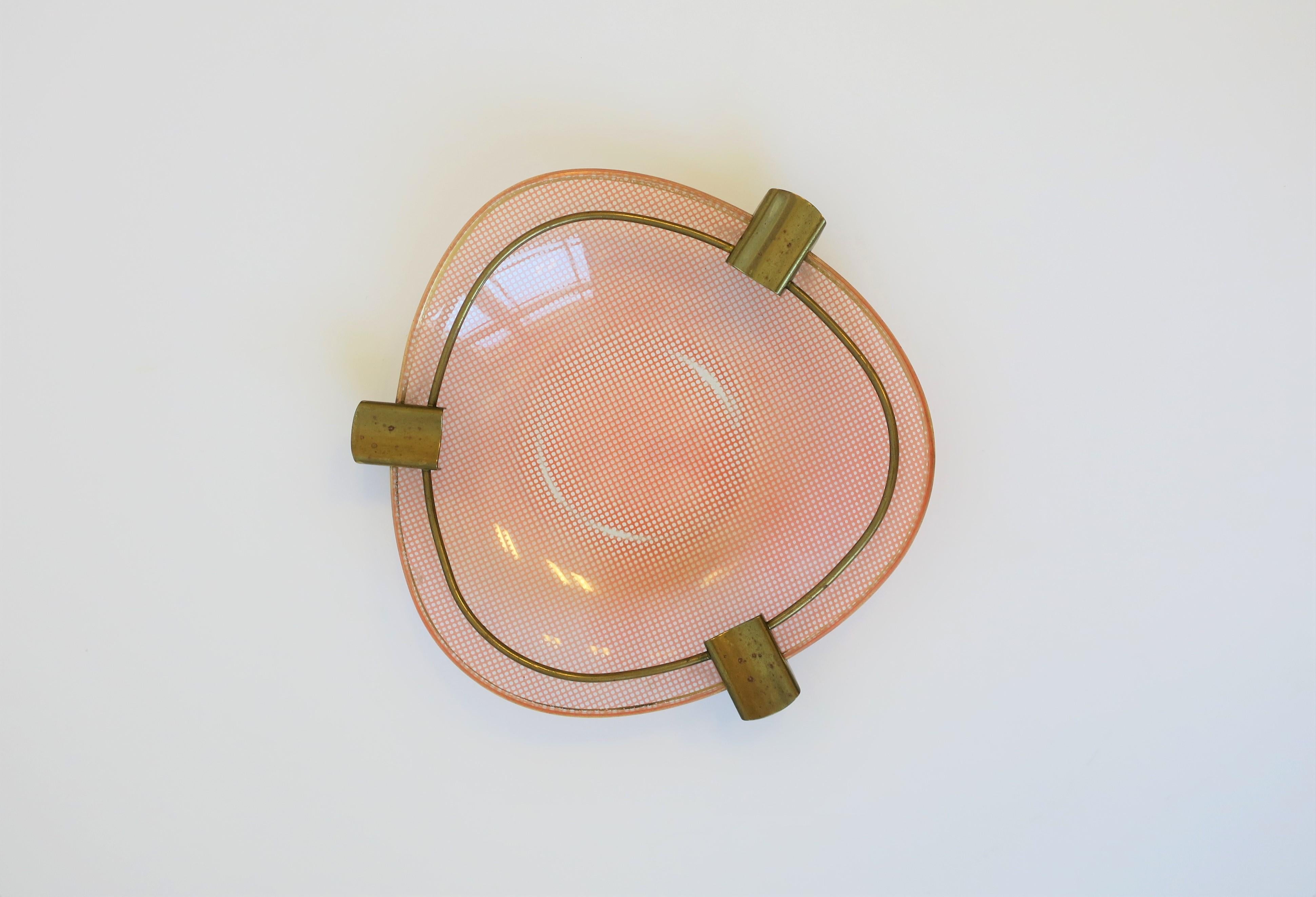 Modern French Art Glass and Brass Ashtray