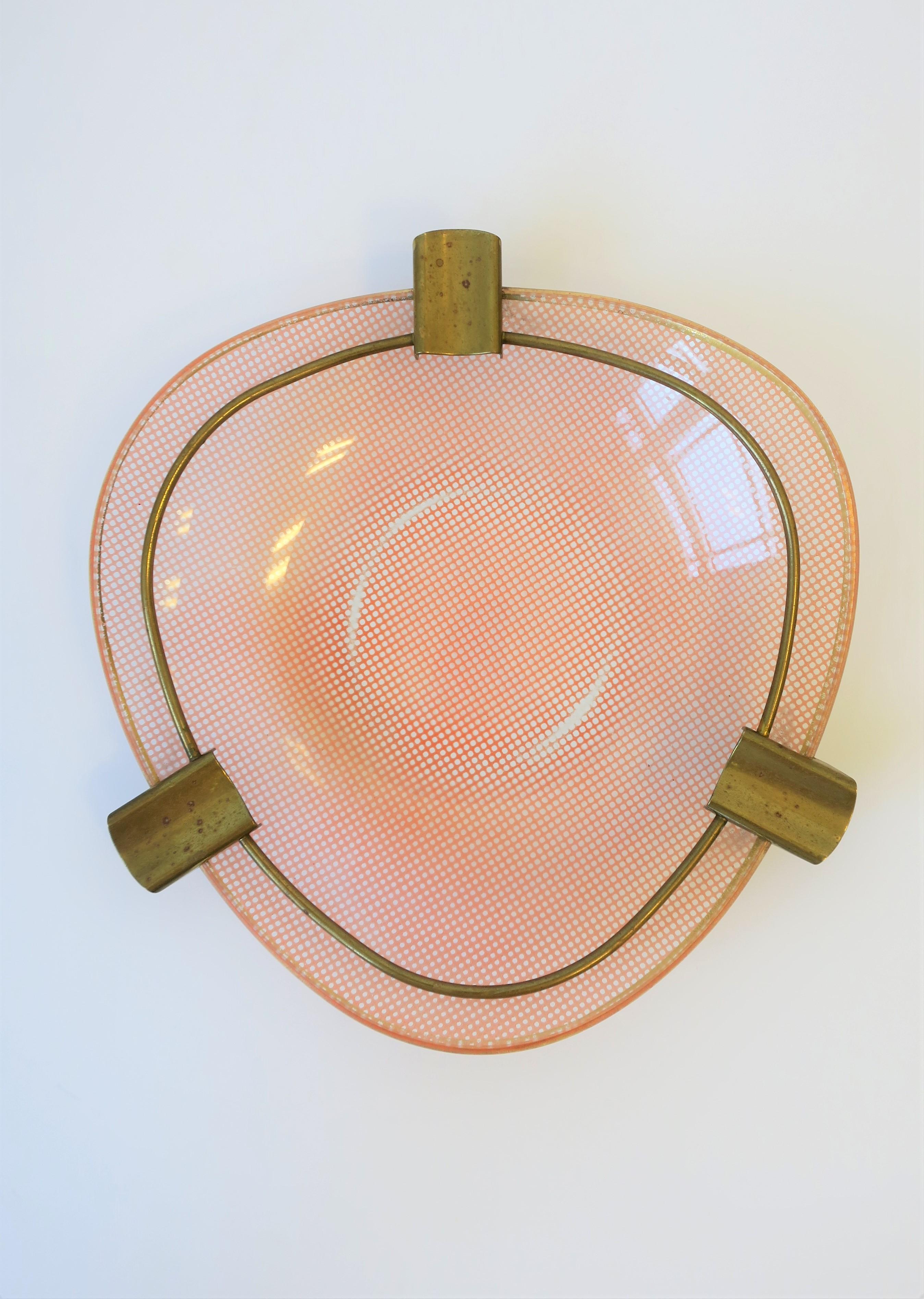20th Century French Art Glass and Brass Ashtray
