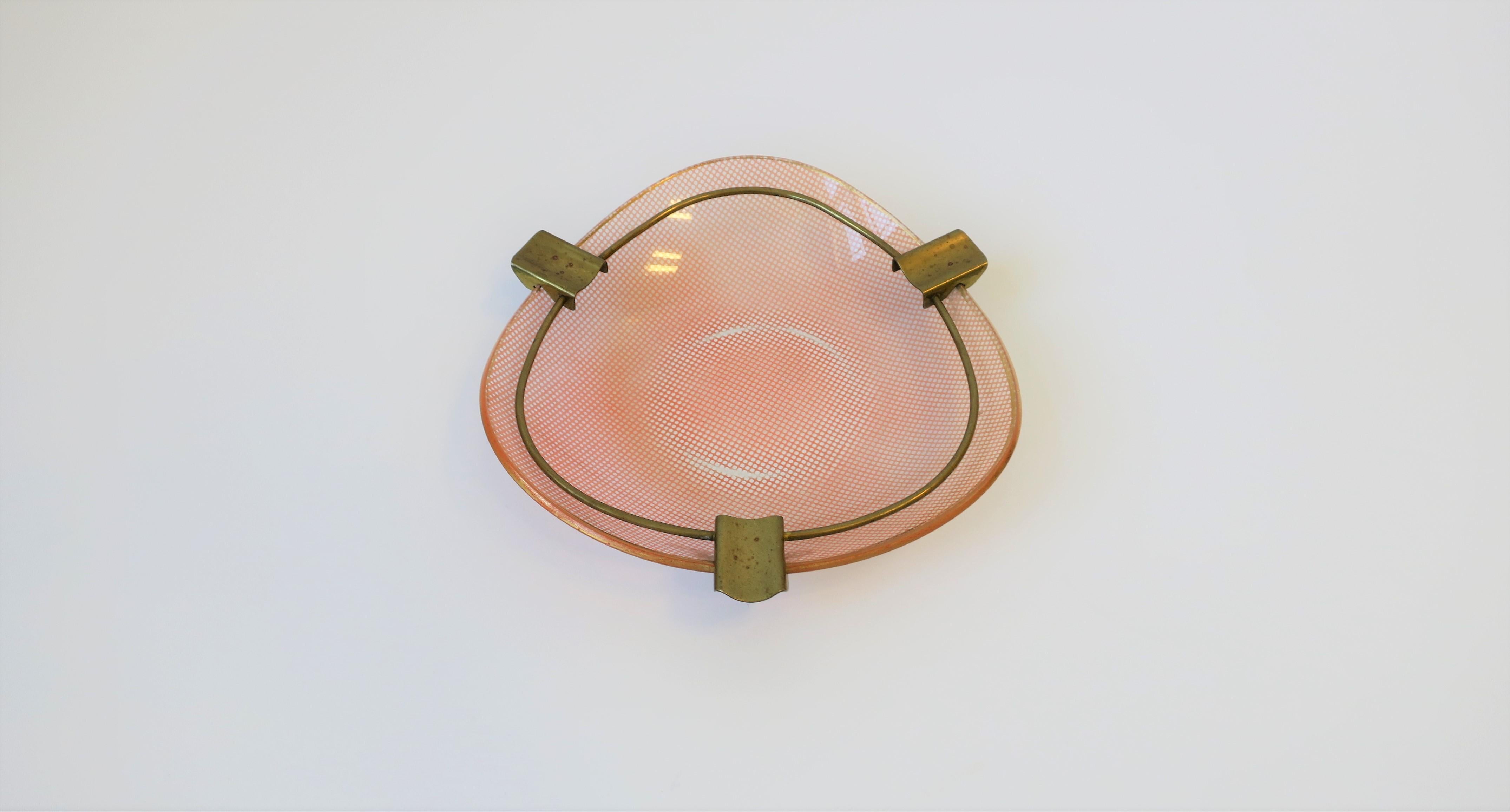 French Art Glass and Brass Ashtray 1
