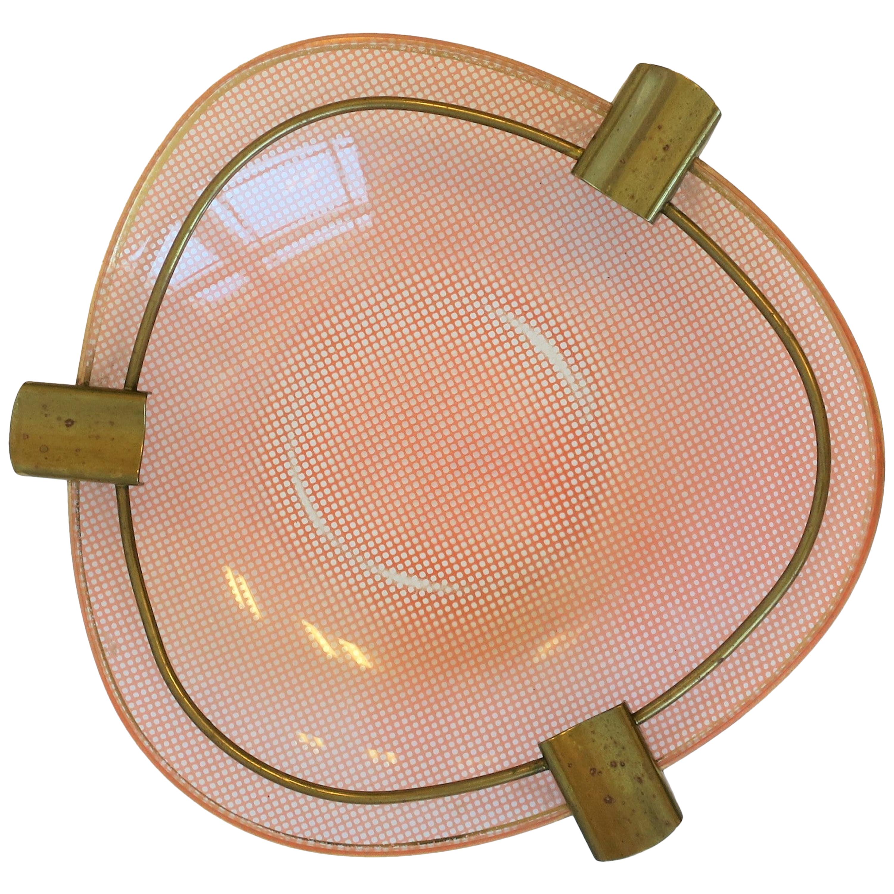 French Art Glass and Brass Ashtray