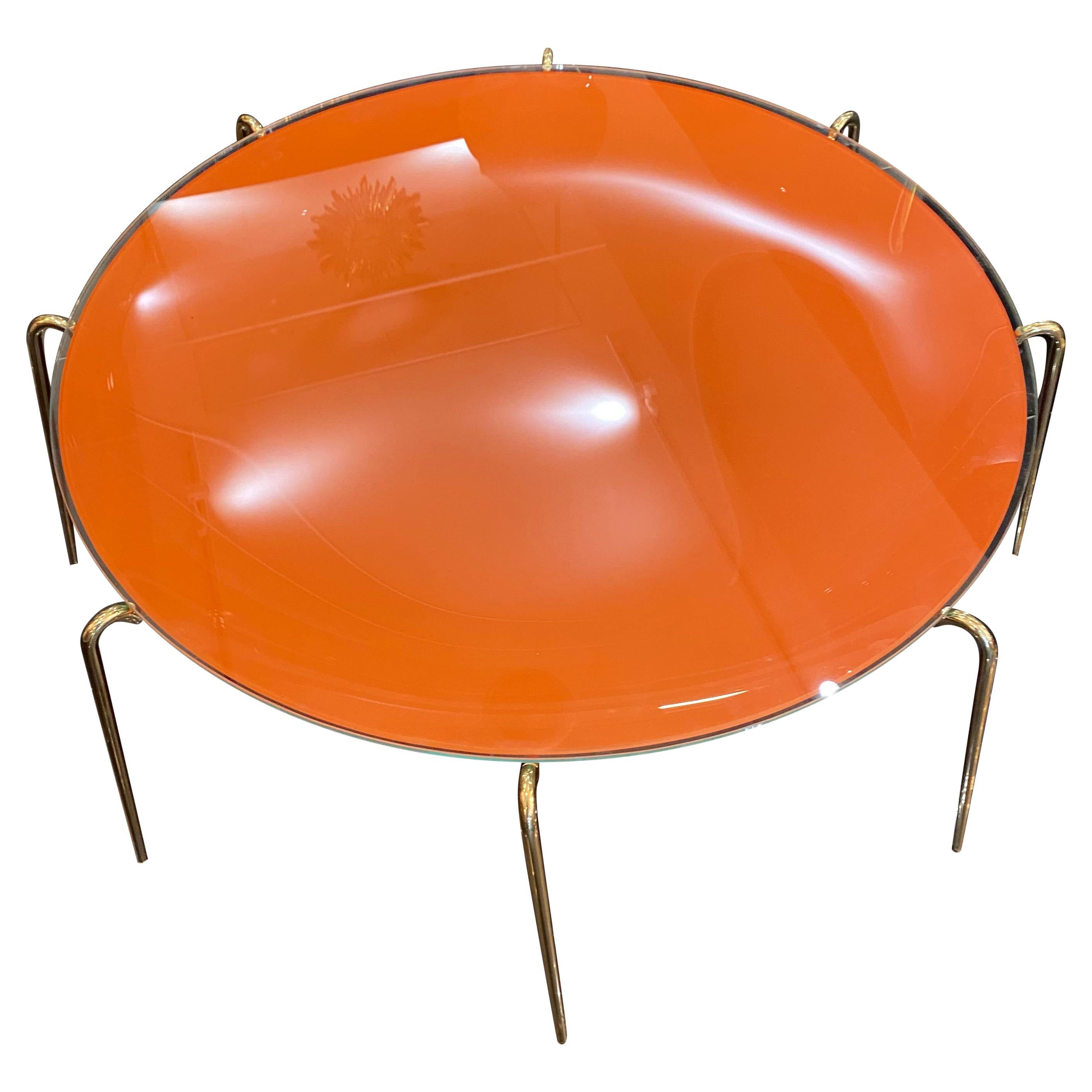 Italian Brass and Glass Swivel Coffee Table at 1stDibs