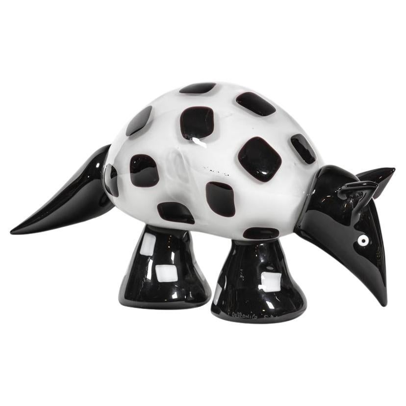 Armadillo Art glass sculpture “ Going to South “ black and white blown paste glass and hand crafted an incredible limited edition of 25 plus E A plus prototype. Made in Berengo Studio’s furnace in Murano, Venice, Italy in 2000;This one is an Artist