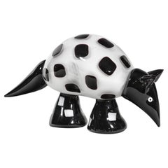 Italian Art Glass Black & White Armadillo Going to South by Irene Rezzonico 2000