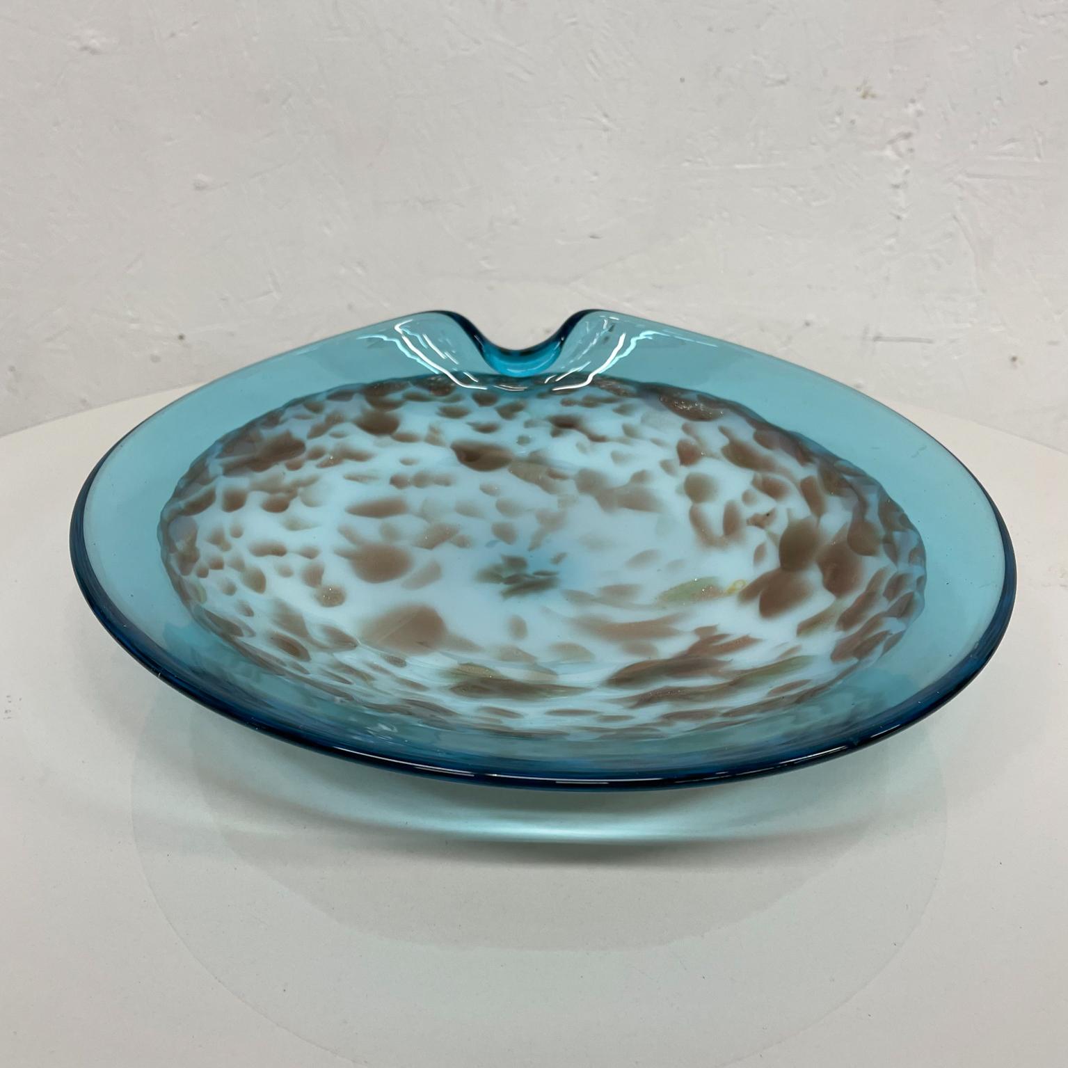 Mid-Century Modern Style of Sommerso Murano Italian Art Glass Blue Decorative Dish Italy 1960s