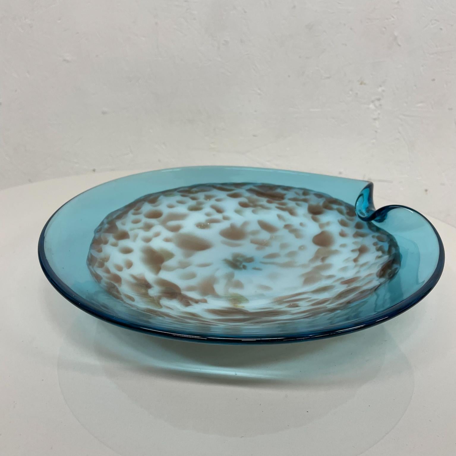 Style of Sommerso Murano Italian Art Glass Blue Decorative Dish Italy 1960s 1