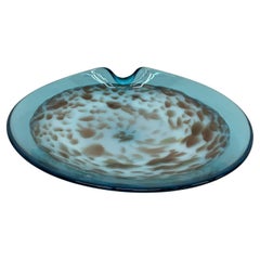Style of Sommerso Murano Italian Art Glass Blue Decorative Dish Italy 1960s