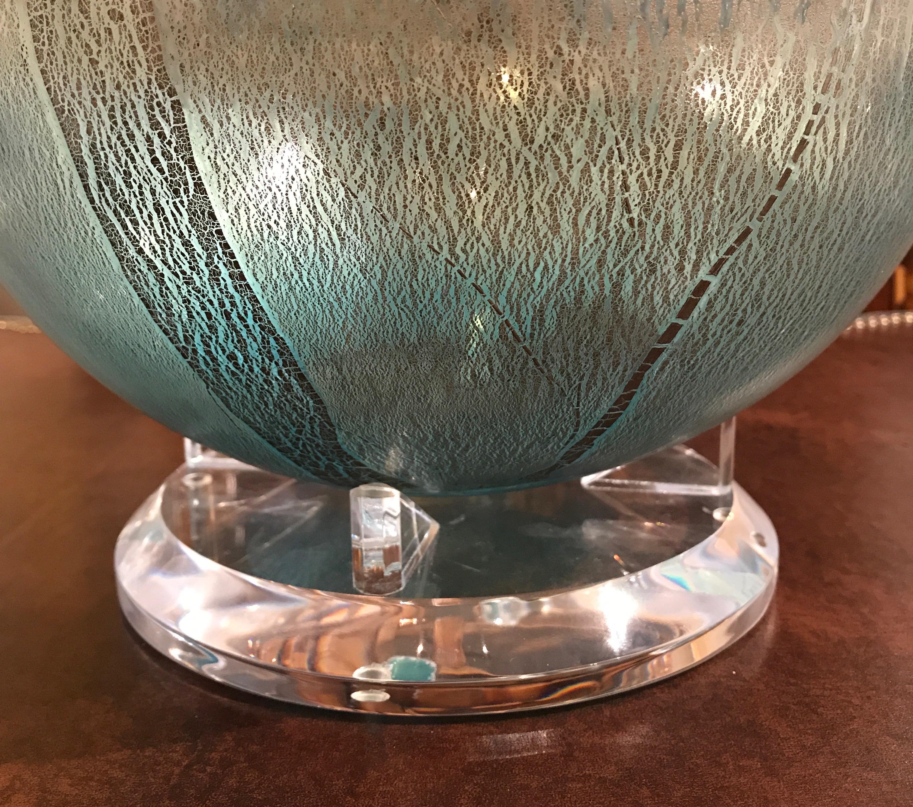 Italian Art Glass Bowl on Lucite Base 6