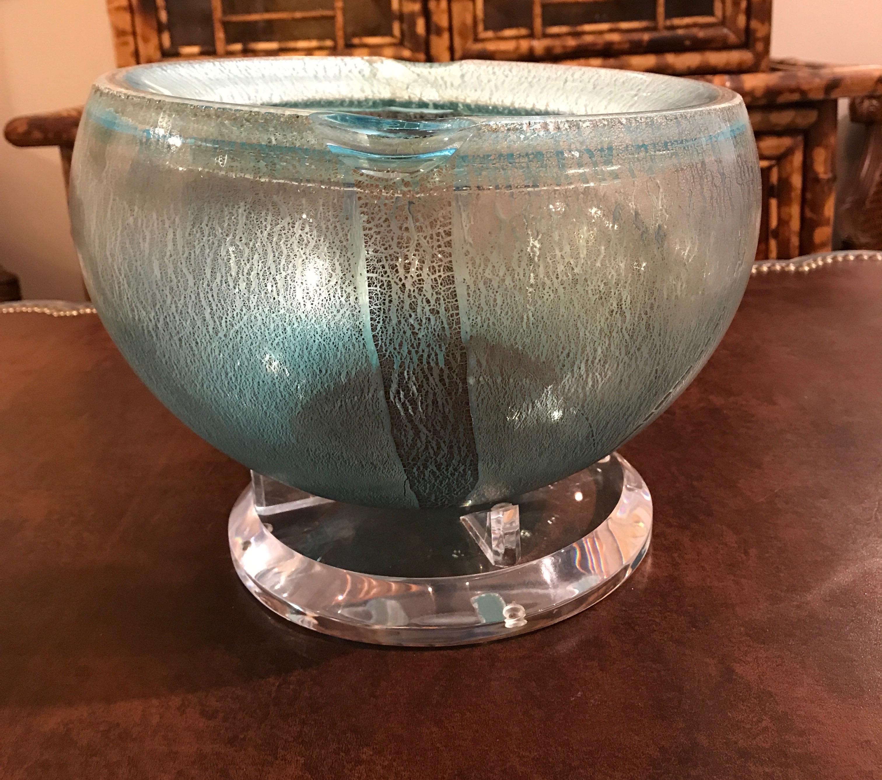 Italian Art Glass Bowl on Lucite Base 3