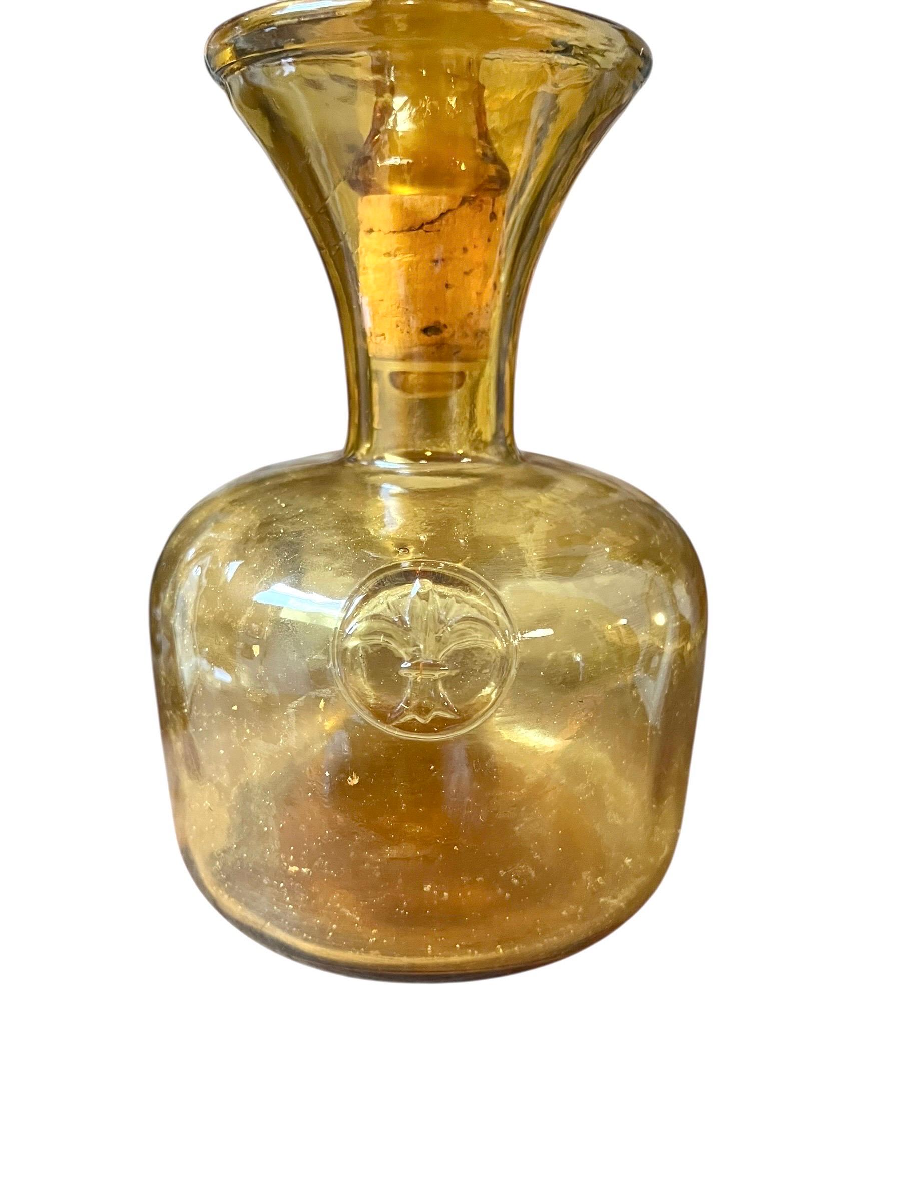 Verre d'art Carafe en verre d'art italien - bouchon en verre soufflé, jaune/orange - 1960 en vente