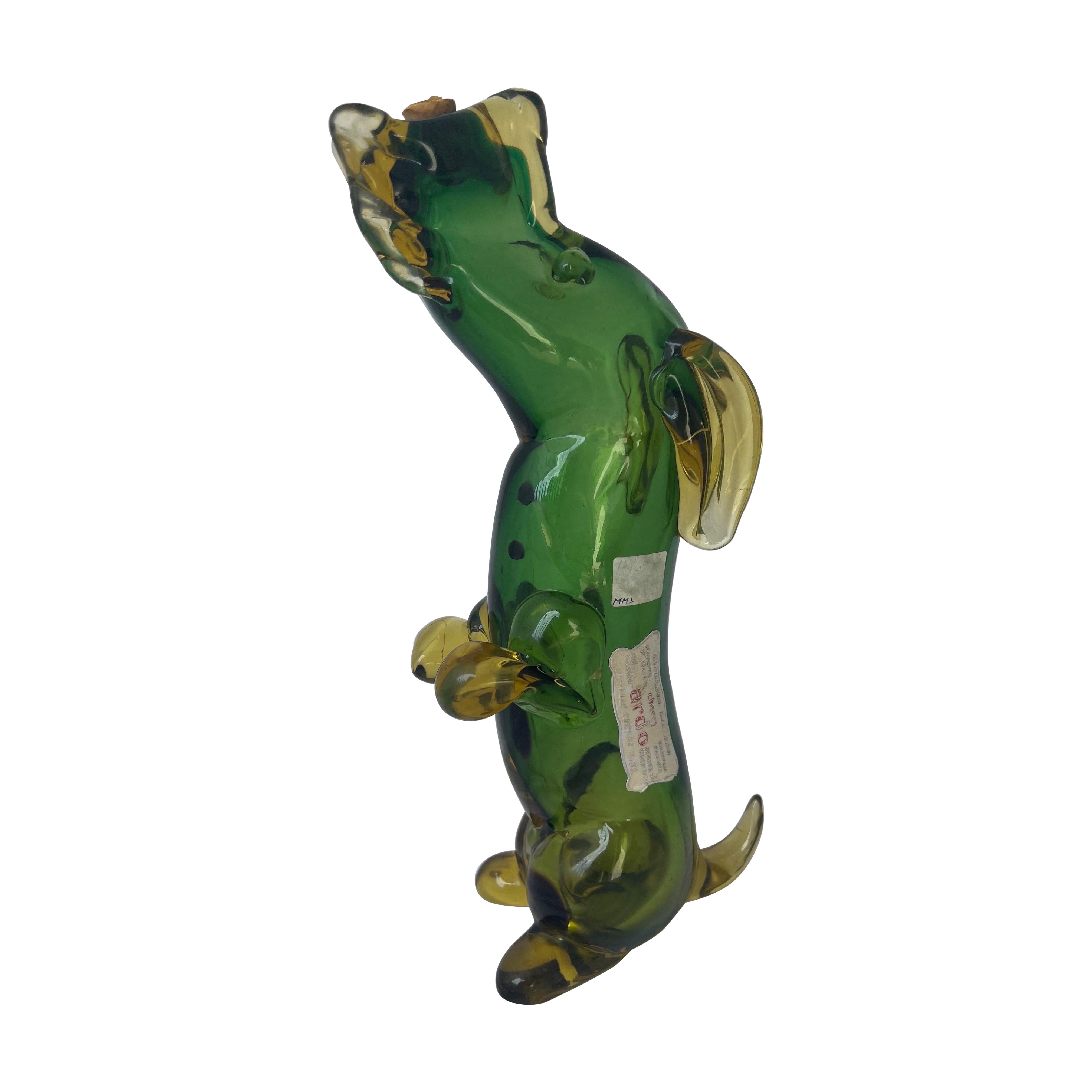 Carafe italienne soufflée à la main représentant un chien