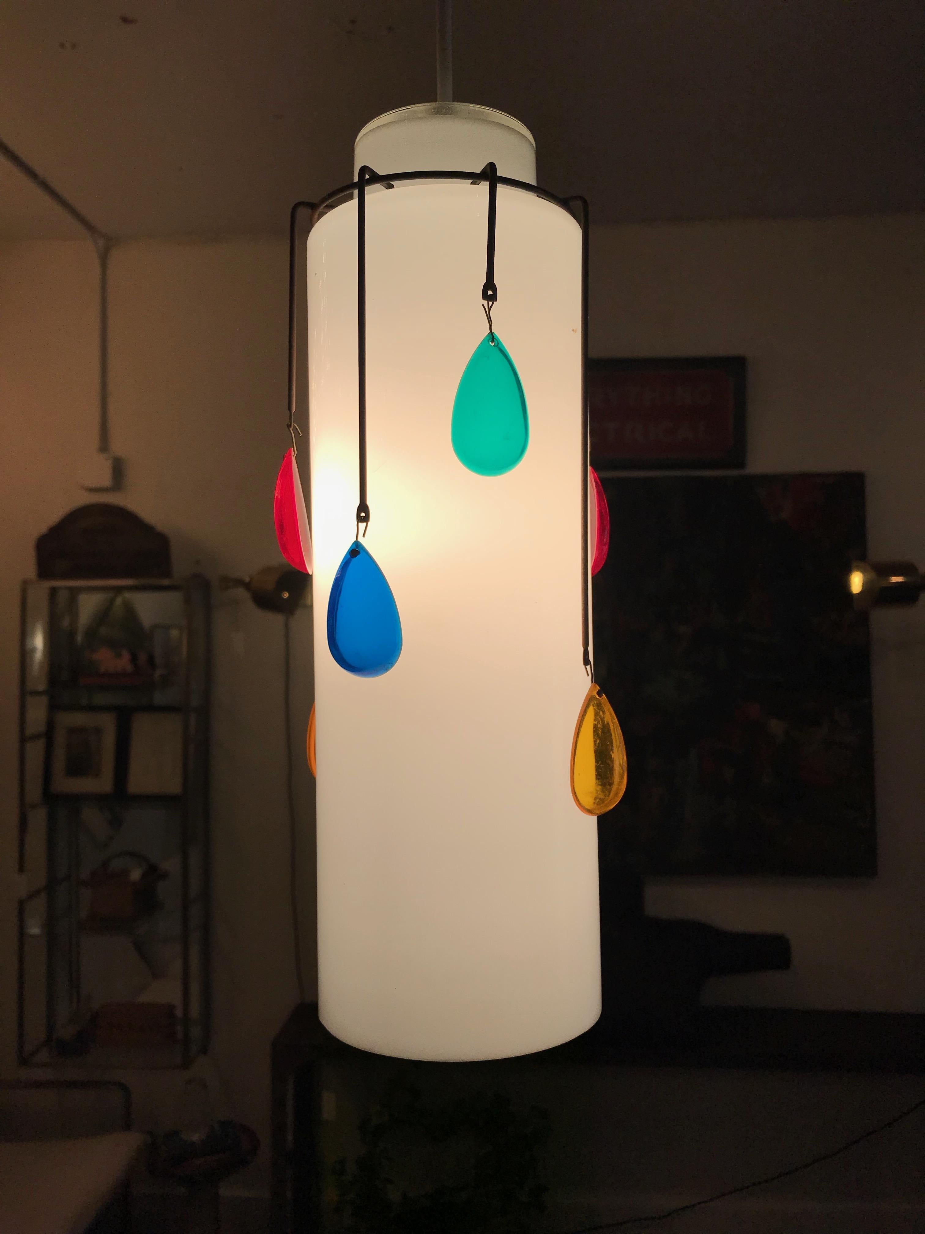 Mid-Century Modern Italian Art Glass Gem Pendant Lights, Set of Three For Sale