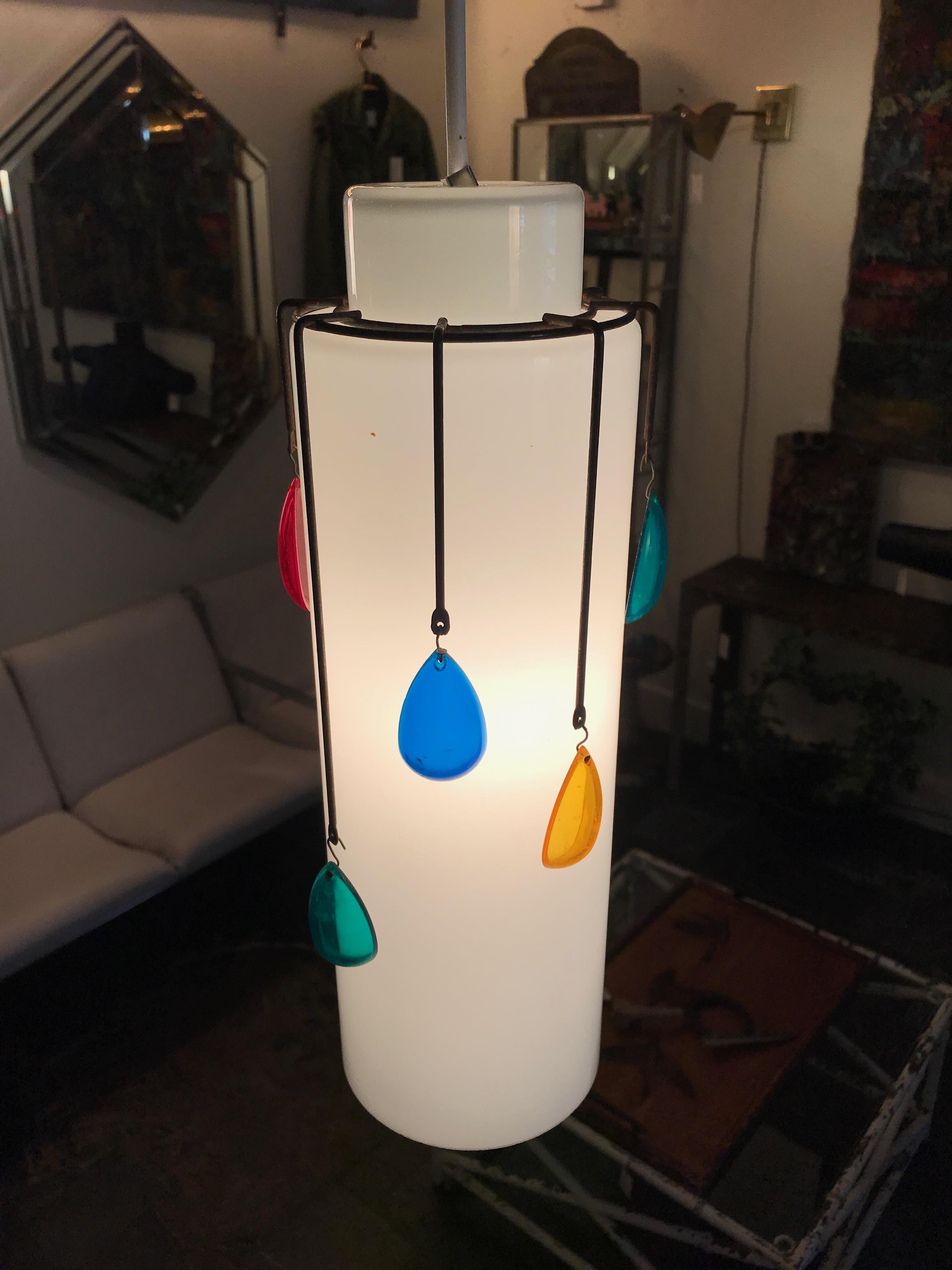 20th Century Italian Art Glass Gem Pendant Lights, Set of Three For Sale