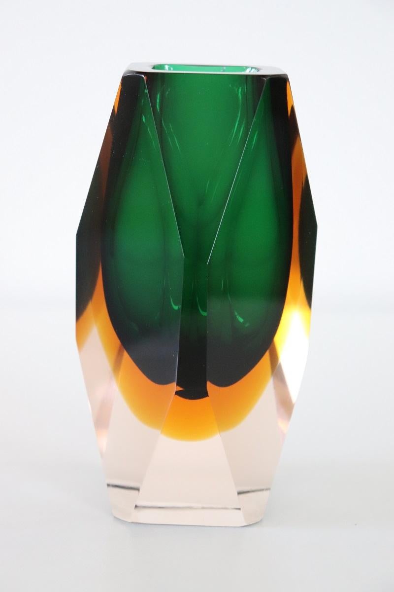 Italian Art Glass Green Small Vase by Flavio Poli for A. Mandruzzato, 1960s In Excellent Condition For Sale In Casale Monferrato, IT