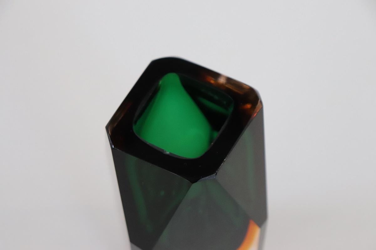 Mid-20th Century Italian Art Glass Green Small Vase by Flavio Poli for A. Mandruzzato, 1960s For Sale