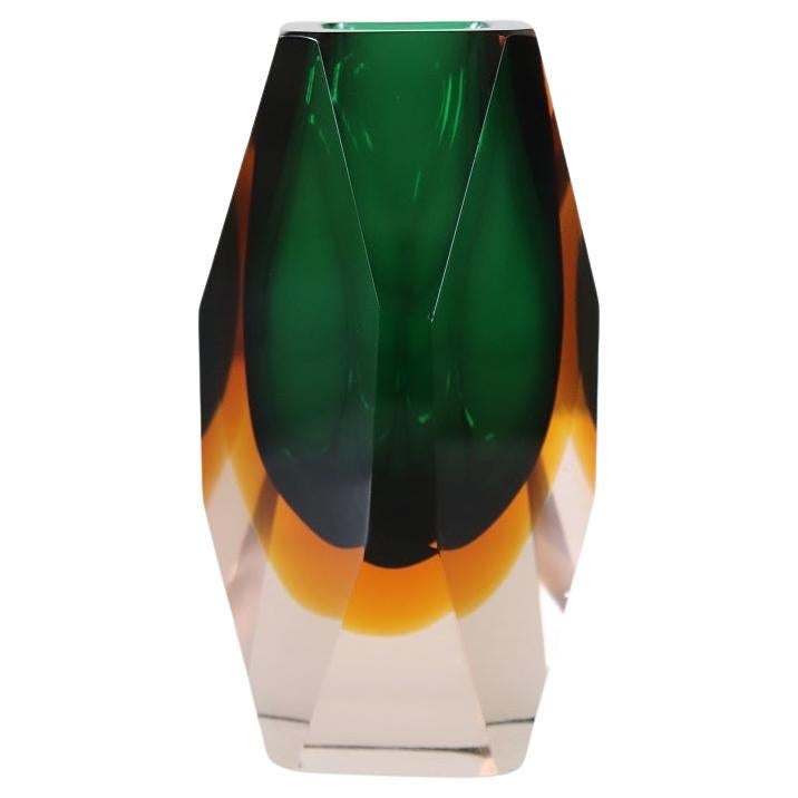 Italian Art Glass Green Small Vase by Flavio Poli for A. Mandruzzato, 1960s For Sale