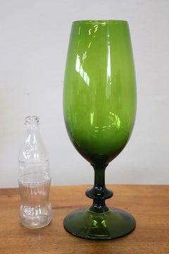 Italian Art Glass Green Vase, Circa 1960s
