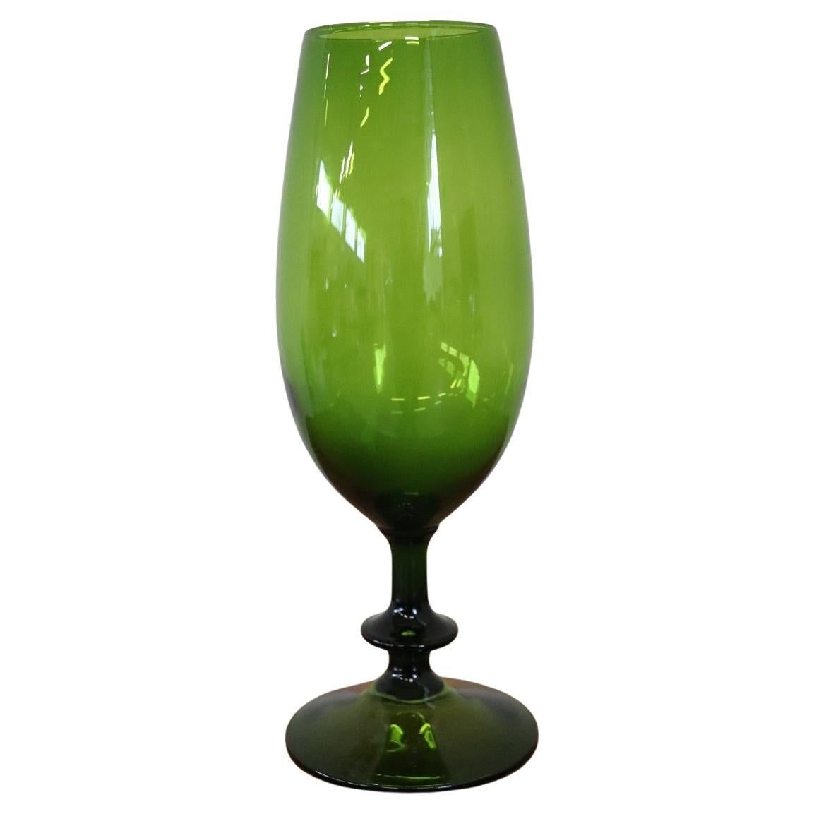 Italian Art Glass Green Vase, Circa 1960s