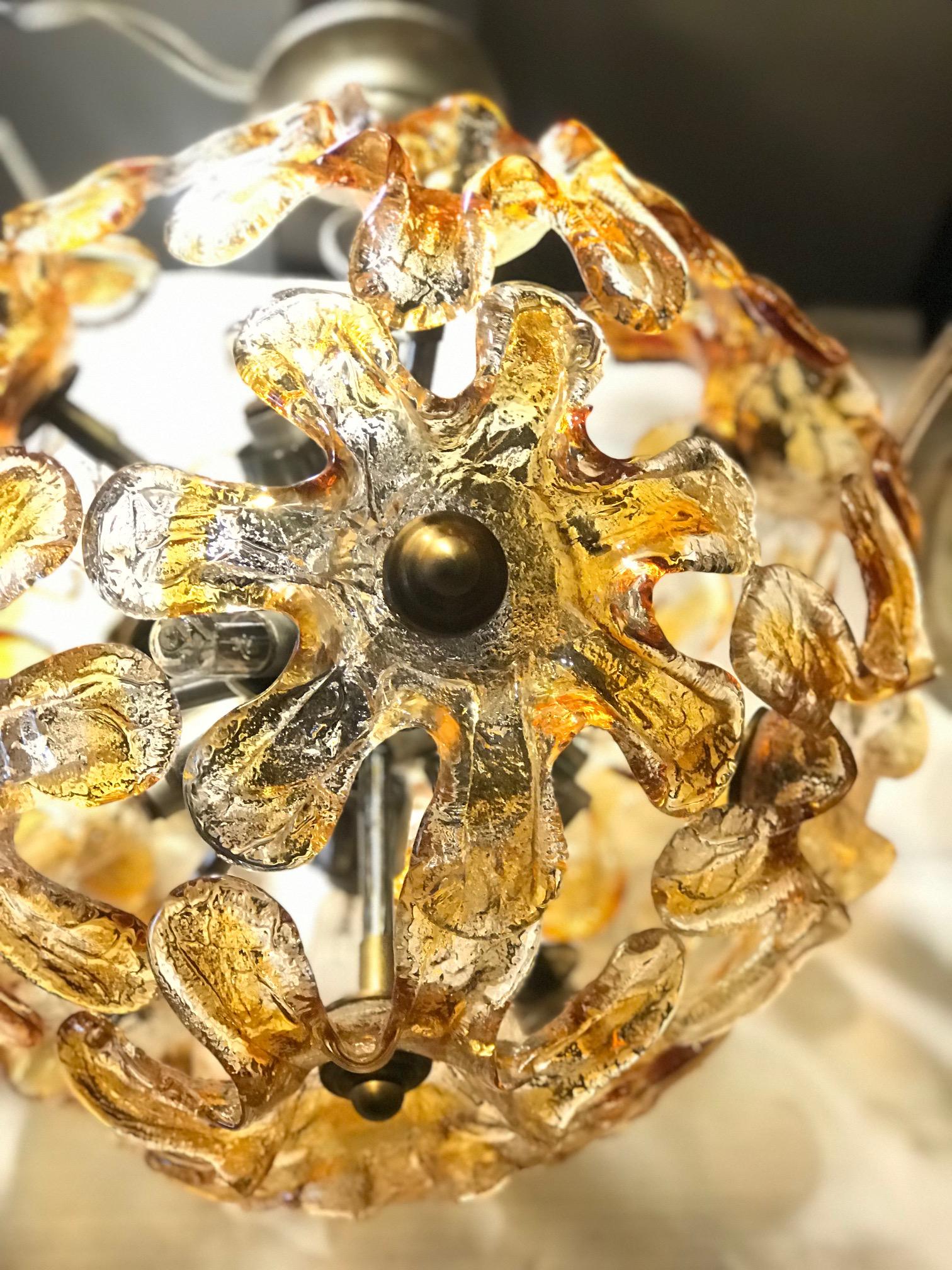 Mid-20th Century Italian Art Glass Light Fixture For Sale