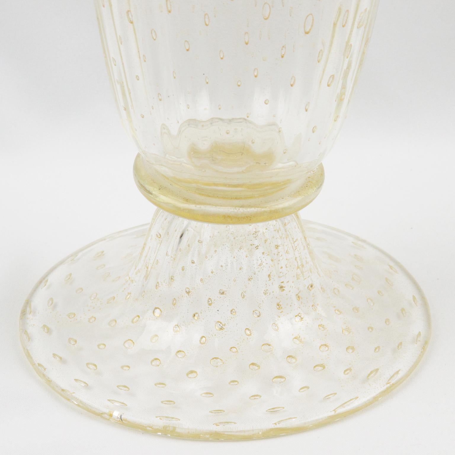 Murano Glass Italian Art Glass Murano Avventurina Sculptural Vase Gold Flakes and Bubbles