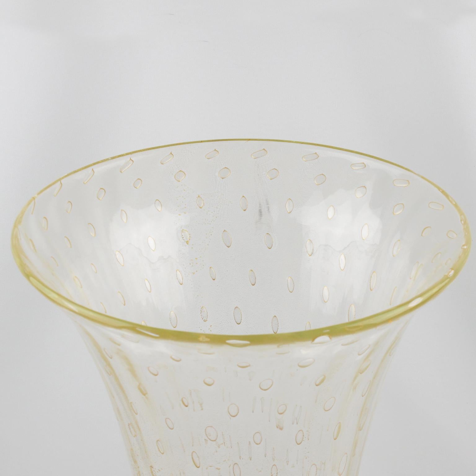 Italian Art Glass Murano Avventurina Sculptural Vase Gold Flakes and Bubbles 2
