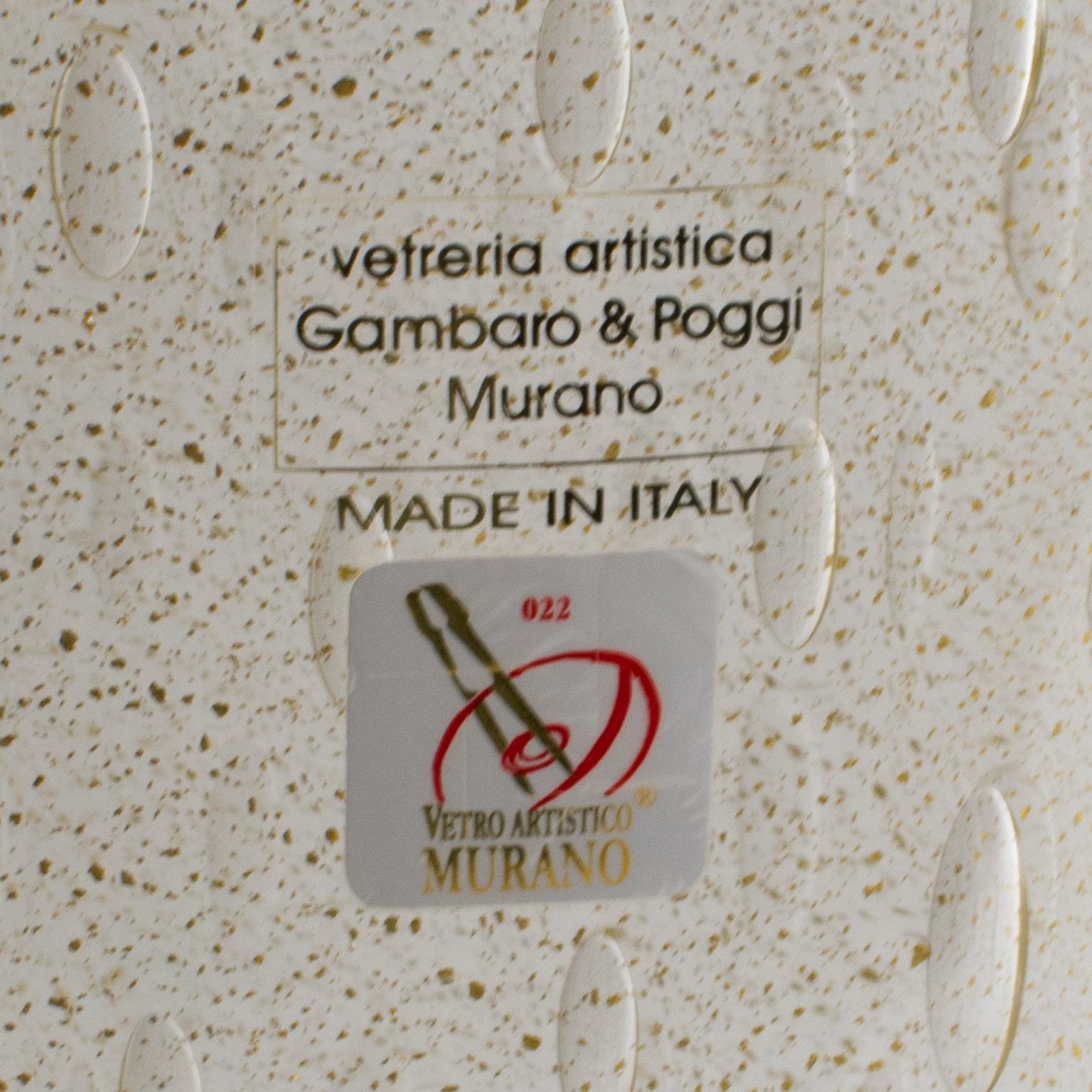 Vaso in vetro artistico italiano di Murano con fiocchi e bolle d'oro di Gambaro & Poggi in vendita 2