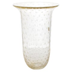 Italian Art Glass Murano Vase Gold Flakes and Bubbles by Gambaro and Poggi