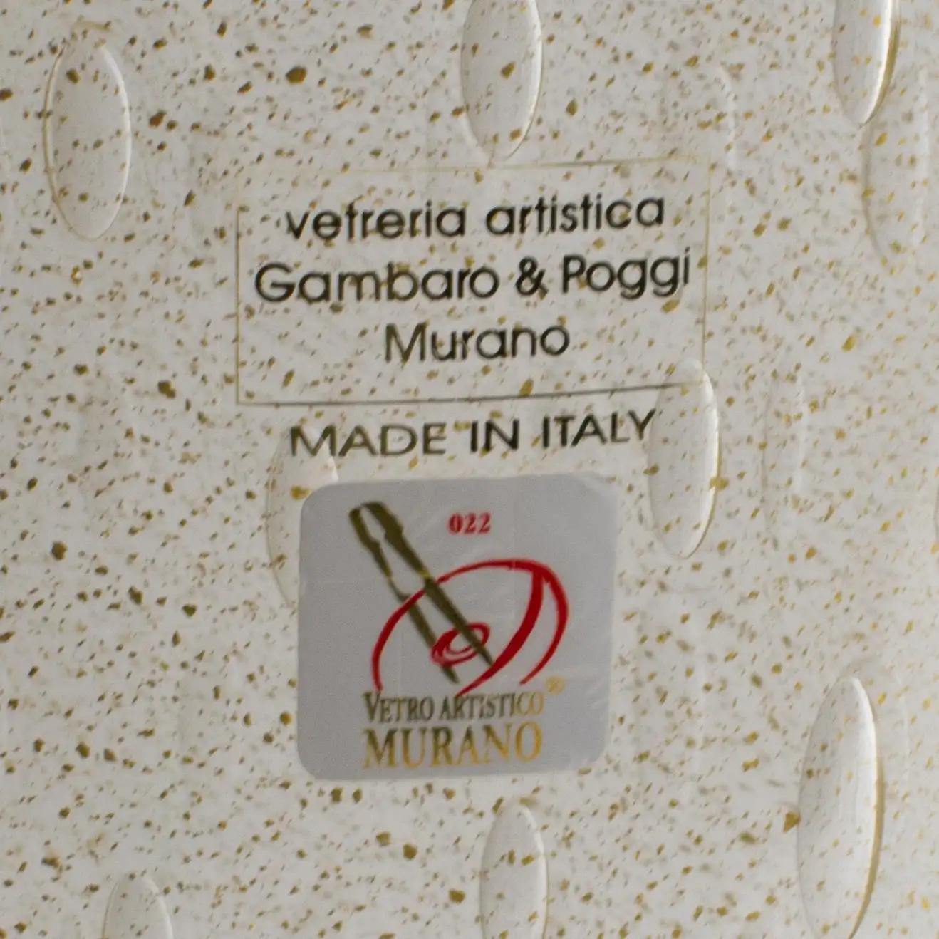 Italian Art Glass Murano Vase Gold Flakes and Bubbles by Gambaro & Poggi For Sale 5