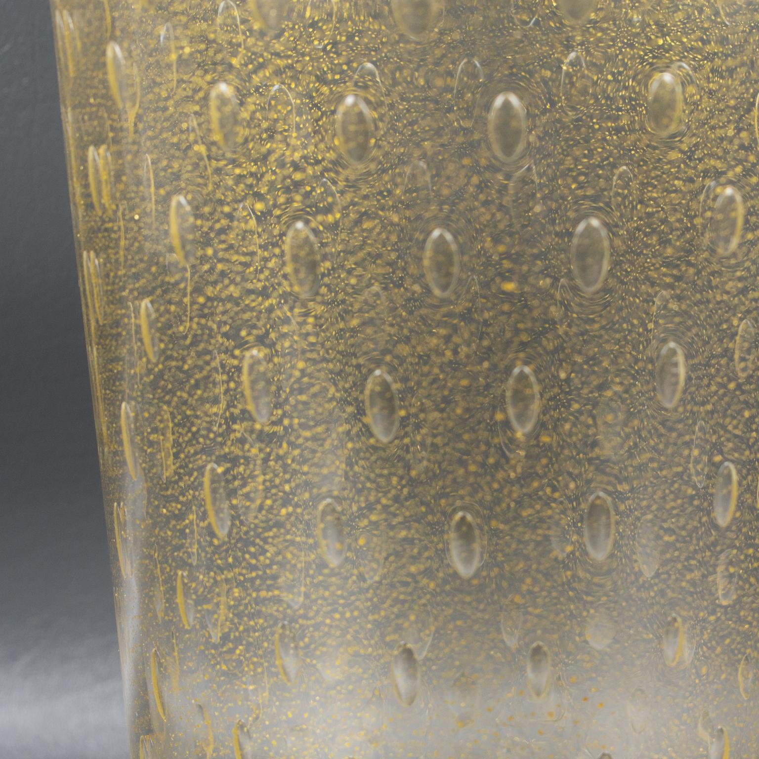 Jarrón de Murano de vidrio artístico italiano Copos dorados y burbujas de Gambaro & Poggi en venta 6