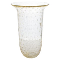 Vase en verre d'art italien de Murano avec éclats et bulles d'or par Gambaro & Poggi