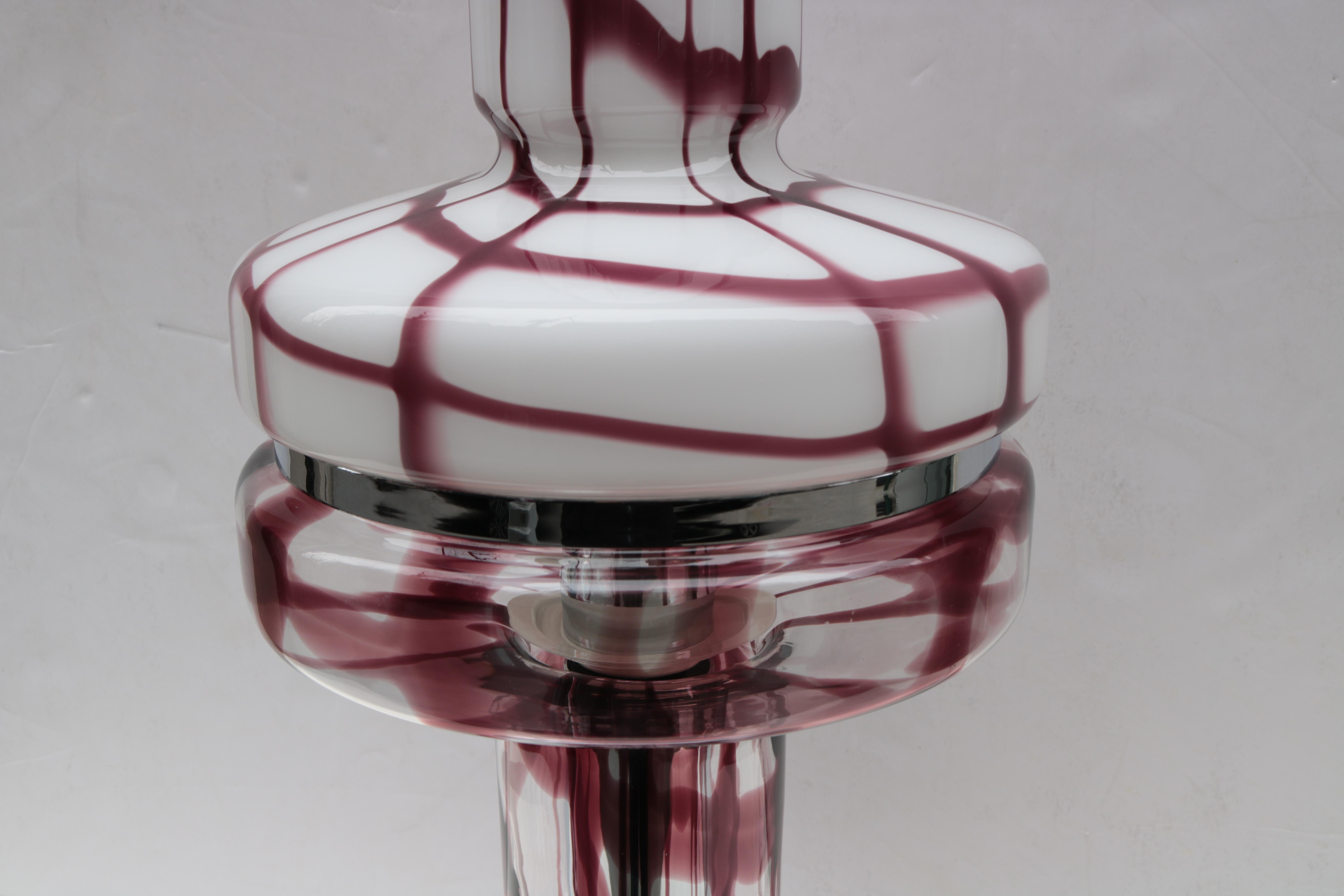 Angelo Brotto art glass table lamp for Esperia.
Murano glass with chrome details.
  