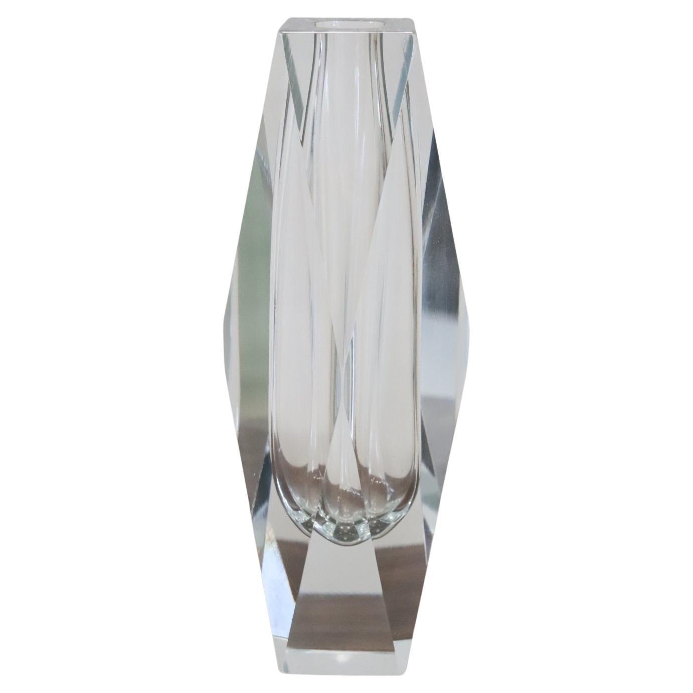 Italian Art Glass Transparent Vase by Flavio Poli for A. Mandruzzato, 1960s