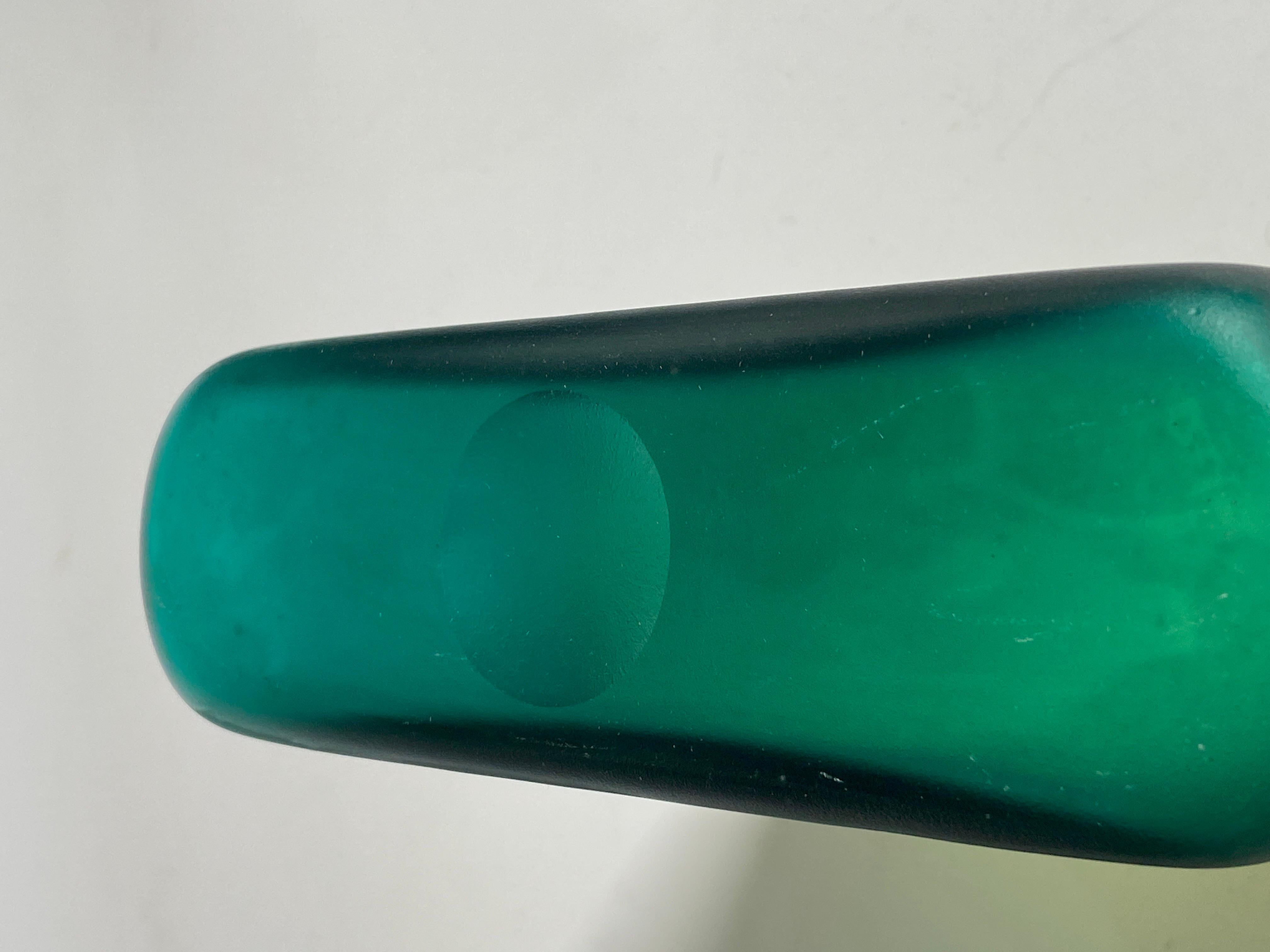 Late 20th Century  Italian Art Glass Vase, Blue and Green Color, Italy, circa 1970 For Sale
