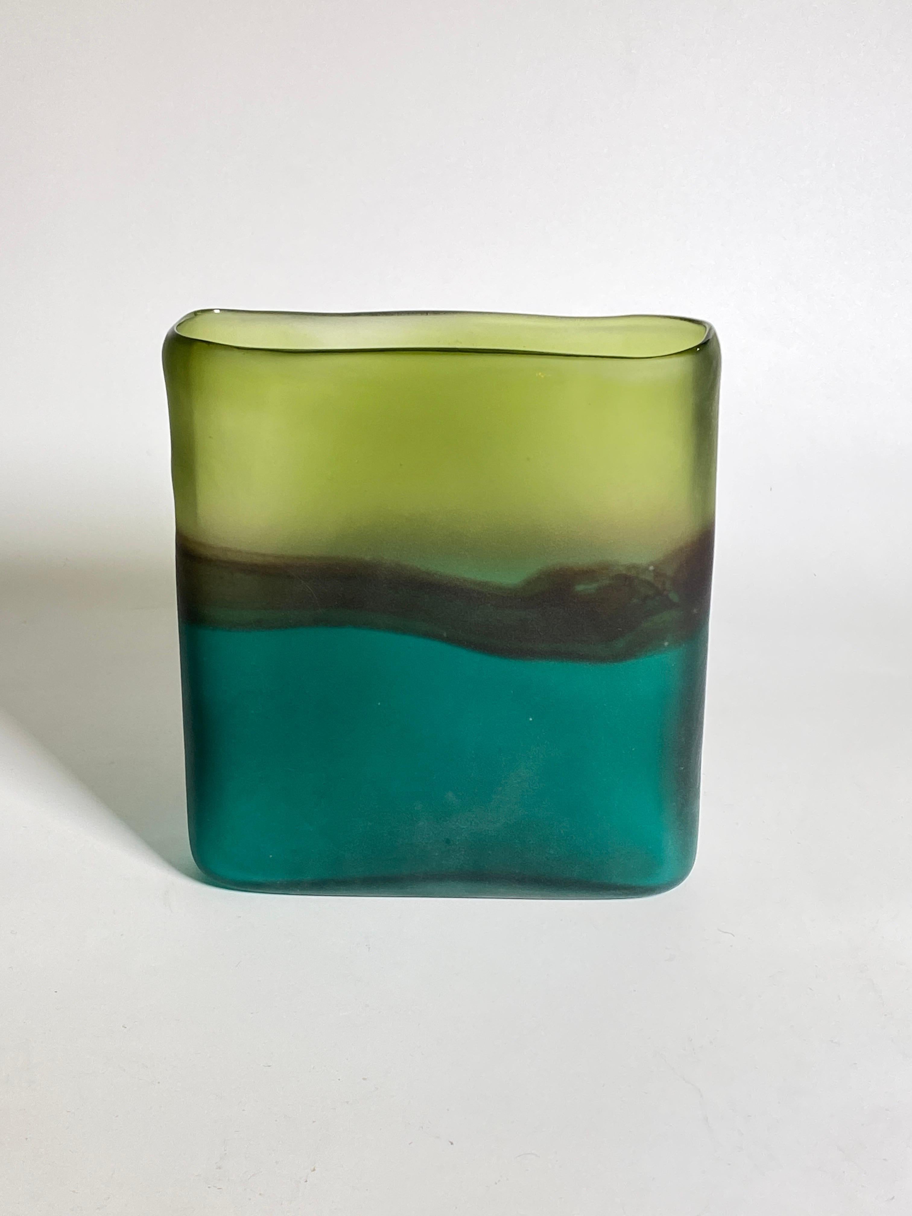  Italian Art Glass Vase, Blue and Green Color, Italy, circa 1970 For Sale 3