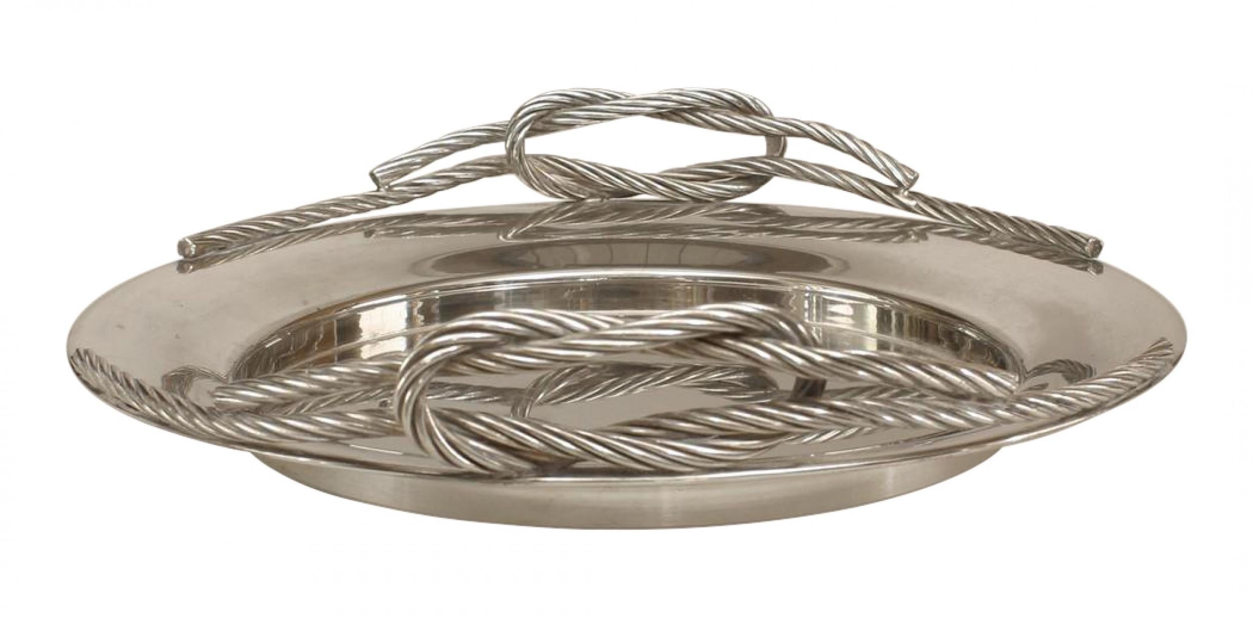 Bandeja de plata italiana Art Moderne Moderno de mediados de siglo en venta