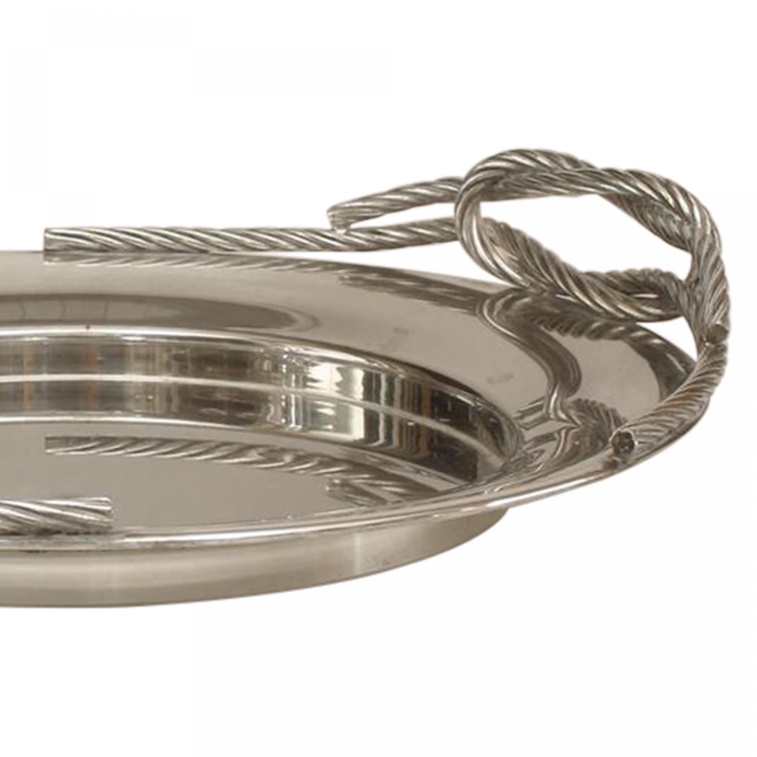 Bandeja de plata italiana Art Moderne Tejido en venta