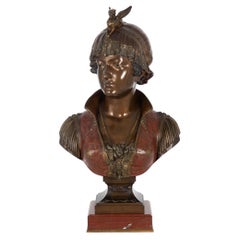 Italian Art Nouveau Bronze Sculpture “Bust of Bianca” by Cesare Ceribelli