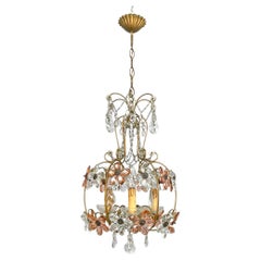 Italienischer Jugendstil-Kronleuchter aus rosa und klarem Glas und Messing, Anfang 1900