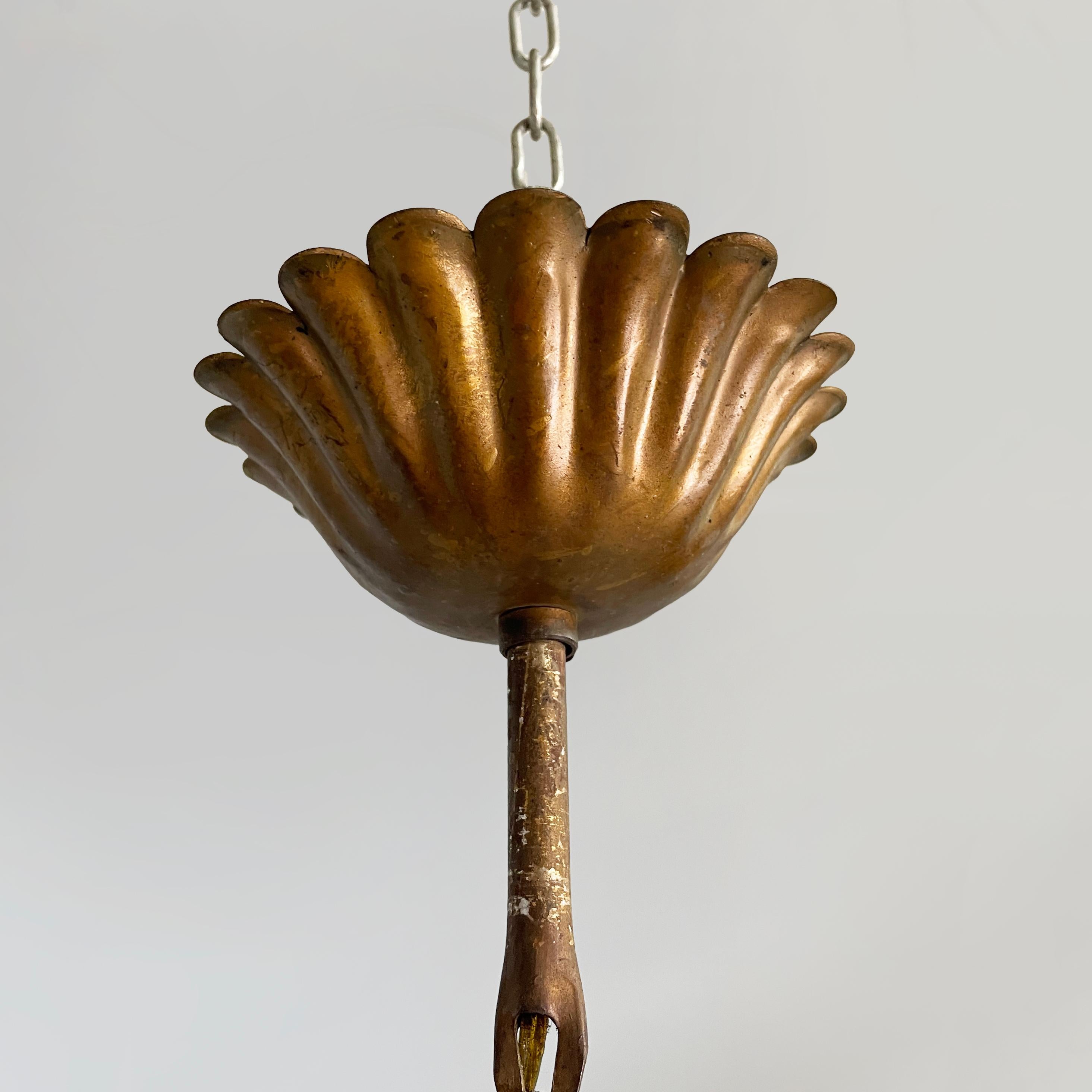 Lampadari italiani in stile Art Nouveau in vetro rosa di Murano e ottone, inizio '900 in vendita 14