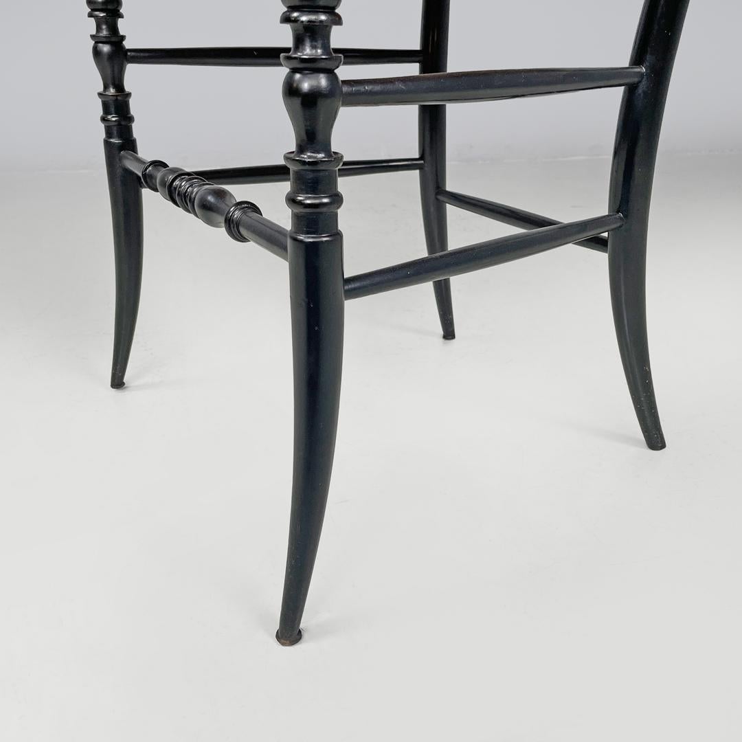 Italian Art Nouveau Chiavarina chairs in black wood and wicker, early 1900s For Sale 14