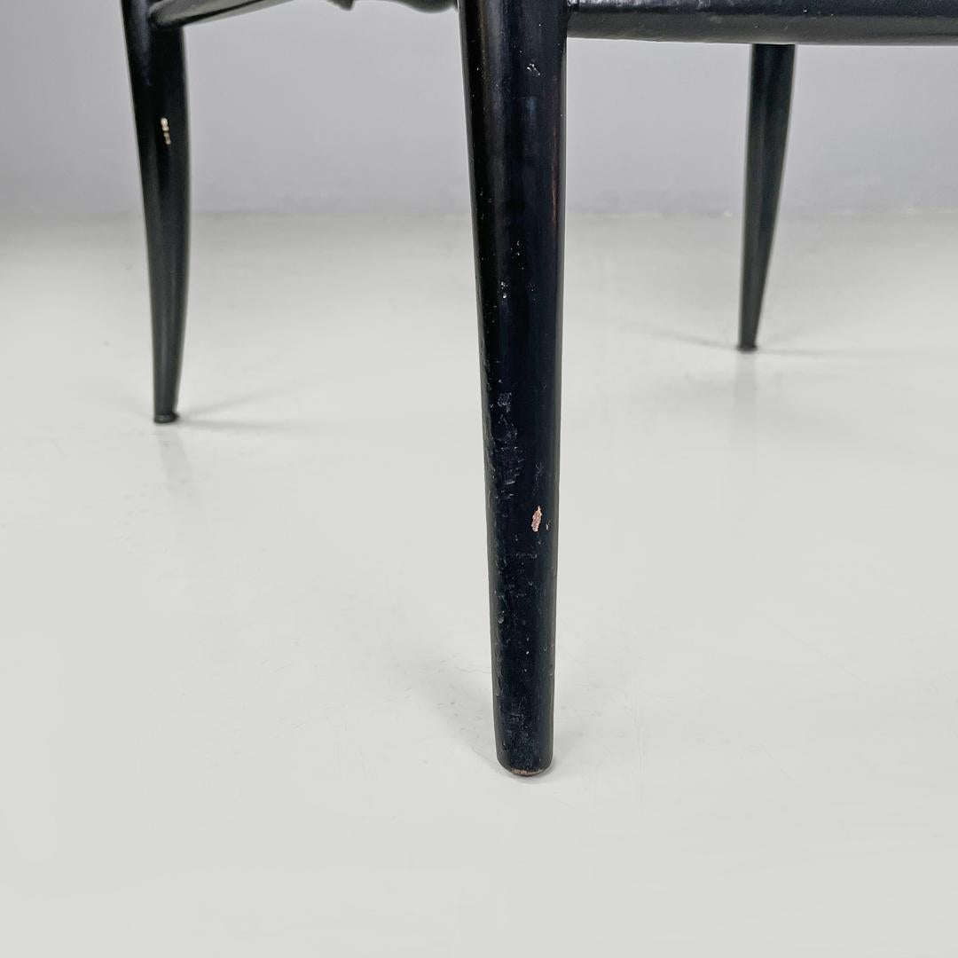 Italian Art Nouveau Chiavarina chairs in black wood and wicker, early 1900s For Sale 15
