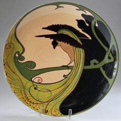 Italian Art Nouveau Decorative Wall Plate, Stile Floreale