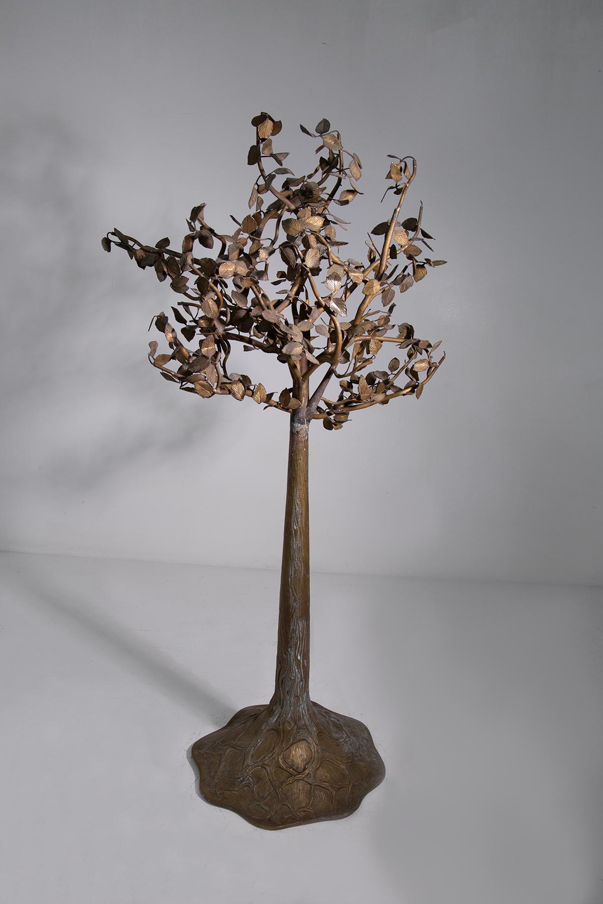 Mid-Century Modern Italian Art Nouveau gilded metal tree sculpture For Sale