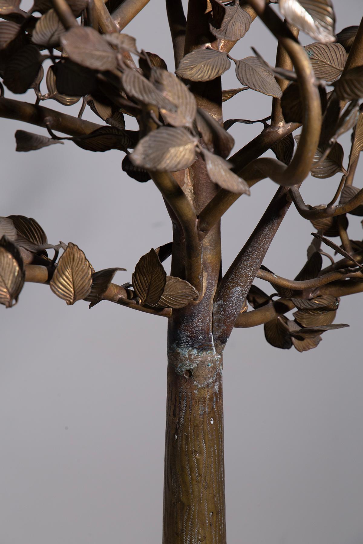 Italian Art Nouveau gilded metal tree sculpture In Good Condition For Sale In Milano, IT