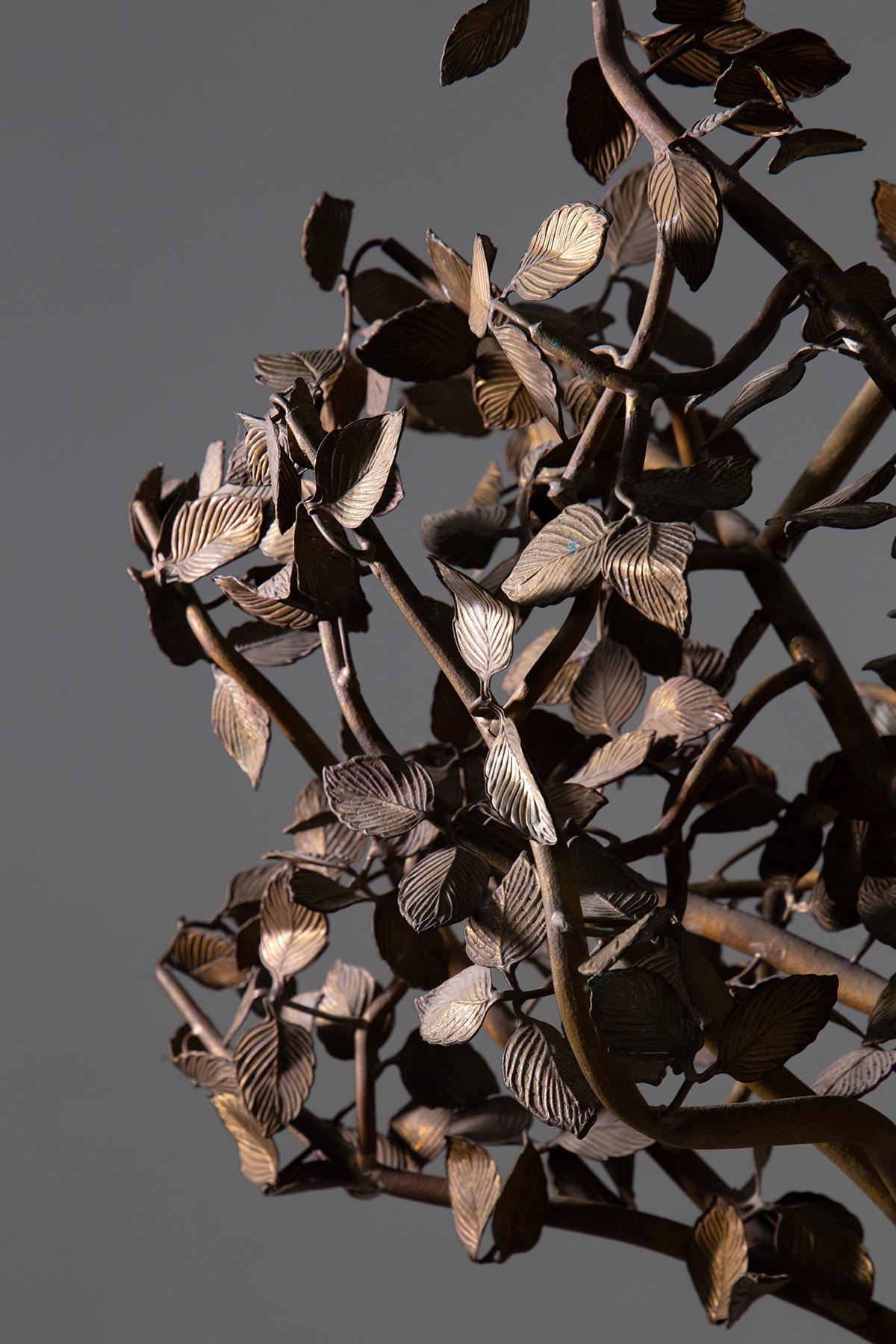Italian Art Nouveau gilded metal tree sculpture For Sale 2