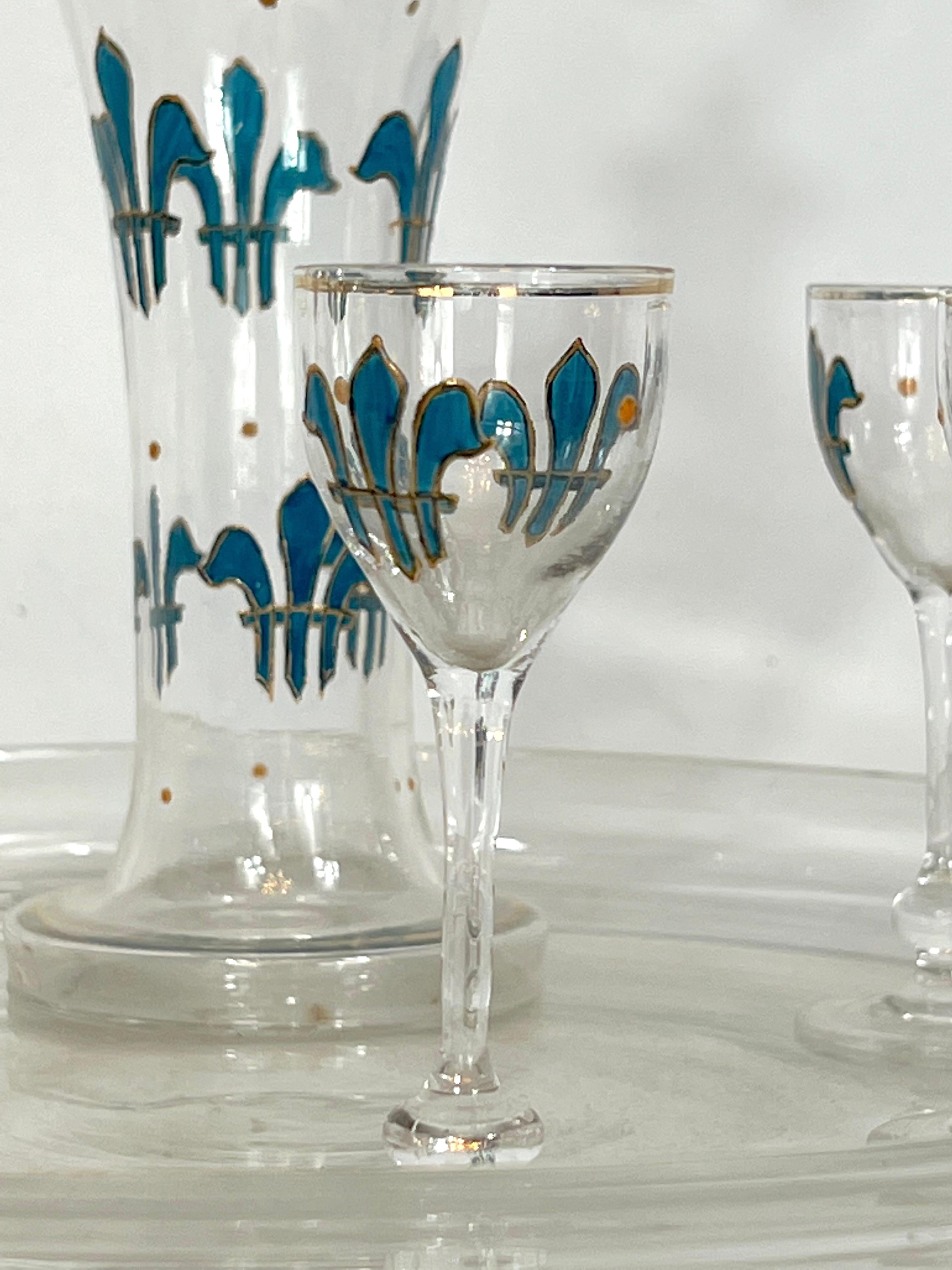 Italian Art Nouveau Glass Liquor Set from 1920s For Sale 6