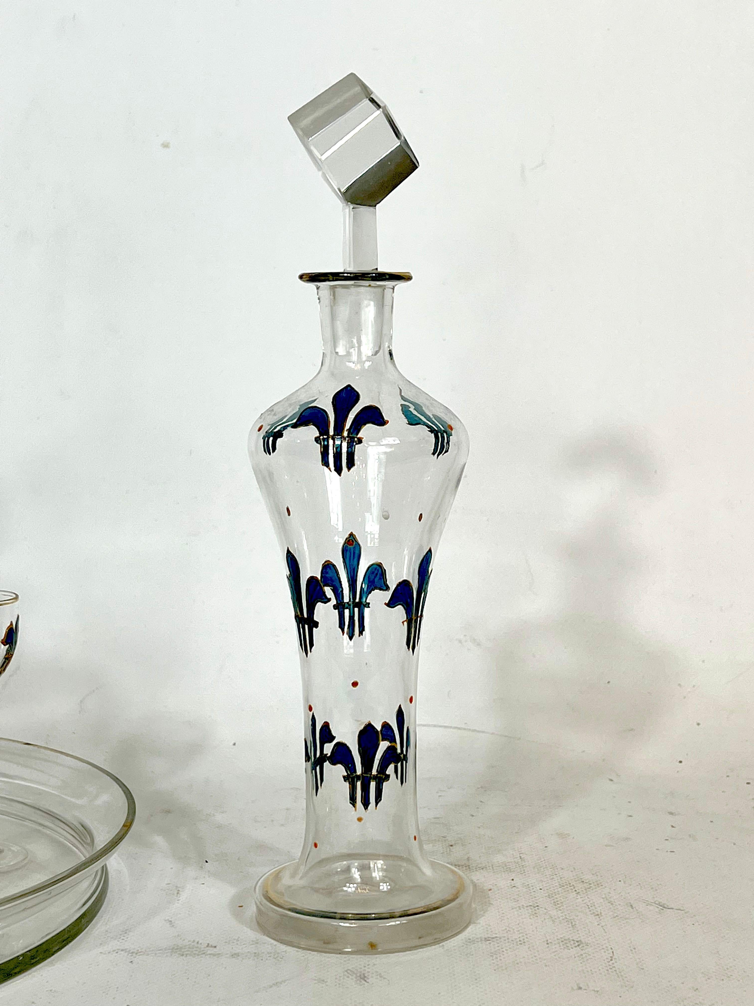 Italian Art Nouveau Glass Liquor Set from 1920s For Sale 7