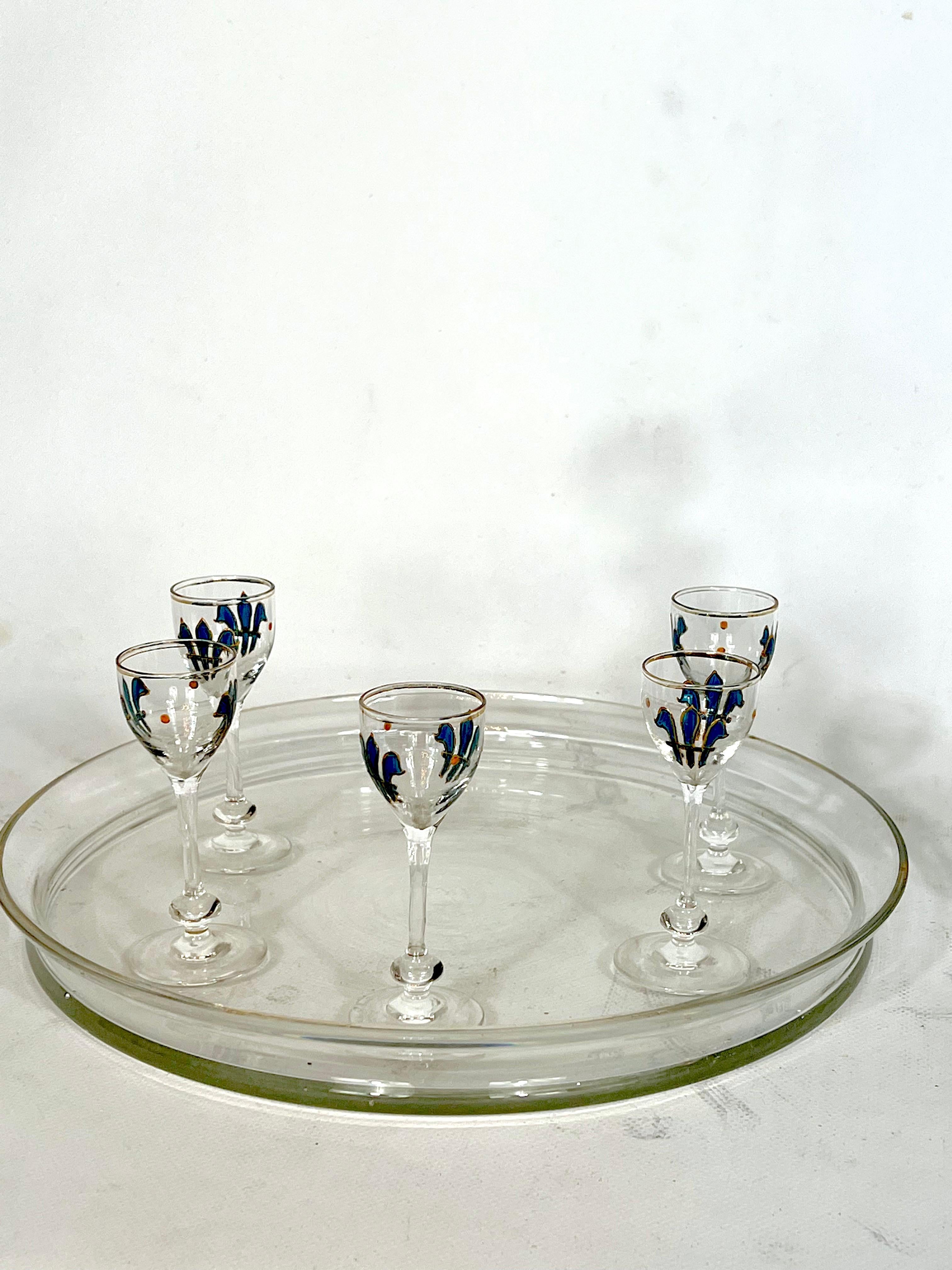Italian Art Nouveau Glass Liquor Set from 1920s For Sale 8