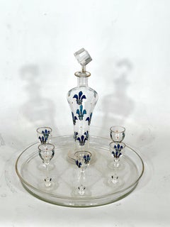 Italian Art Nouveau Glass Liquor Set from 1920s