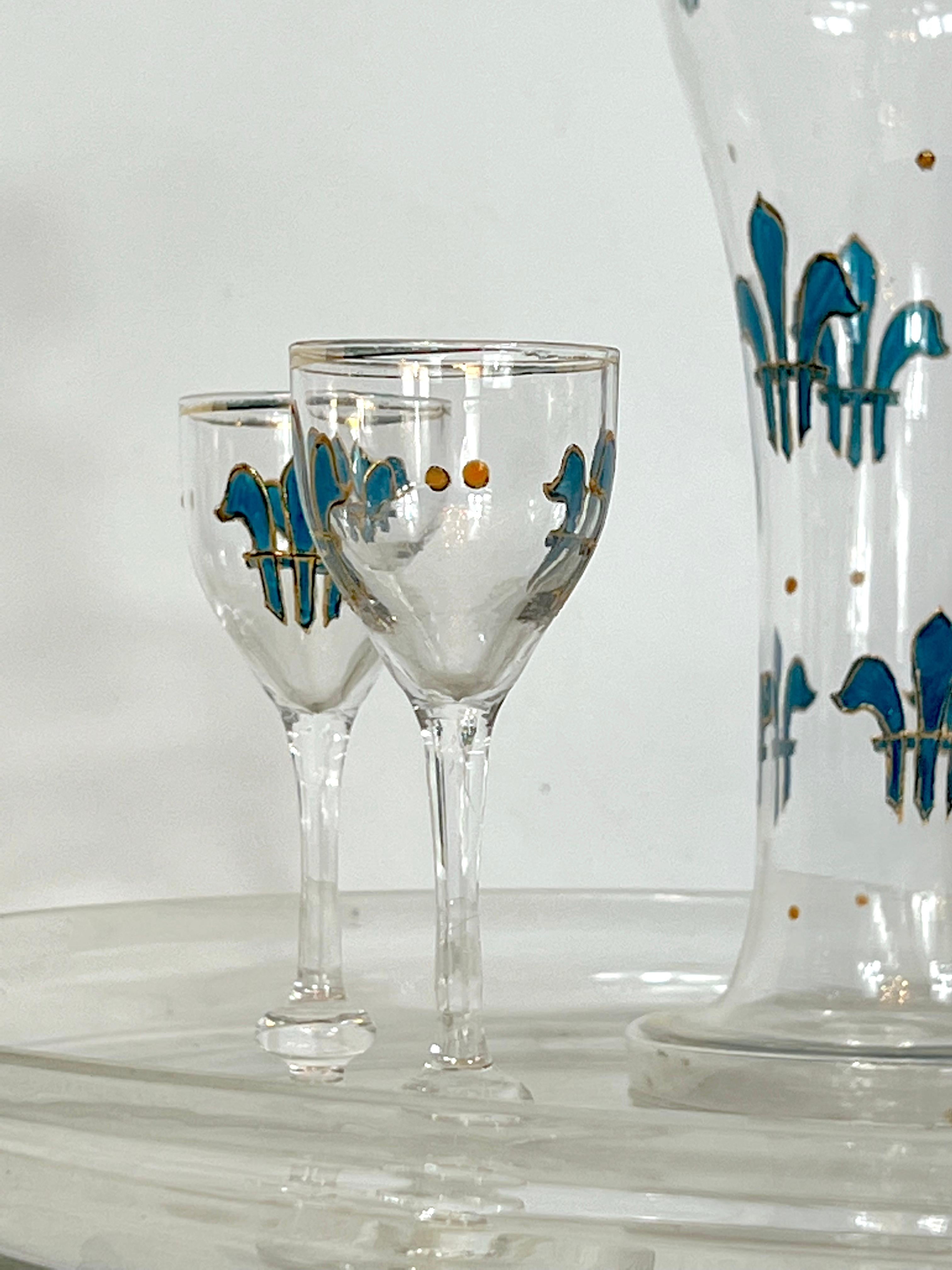 Italian Art Nouveau Glass Liquor Set from 1920s For Sale 3